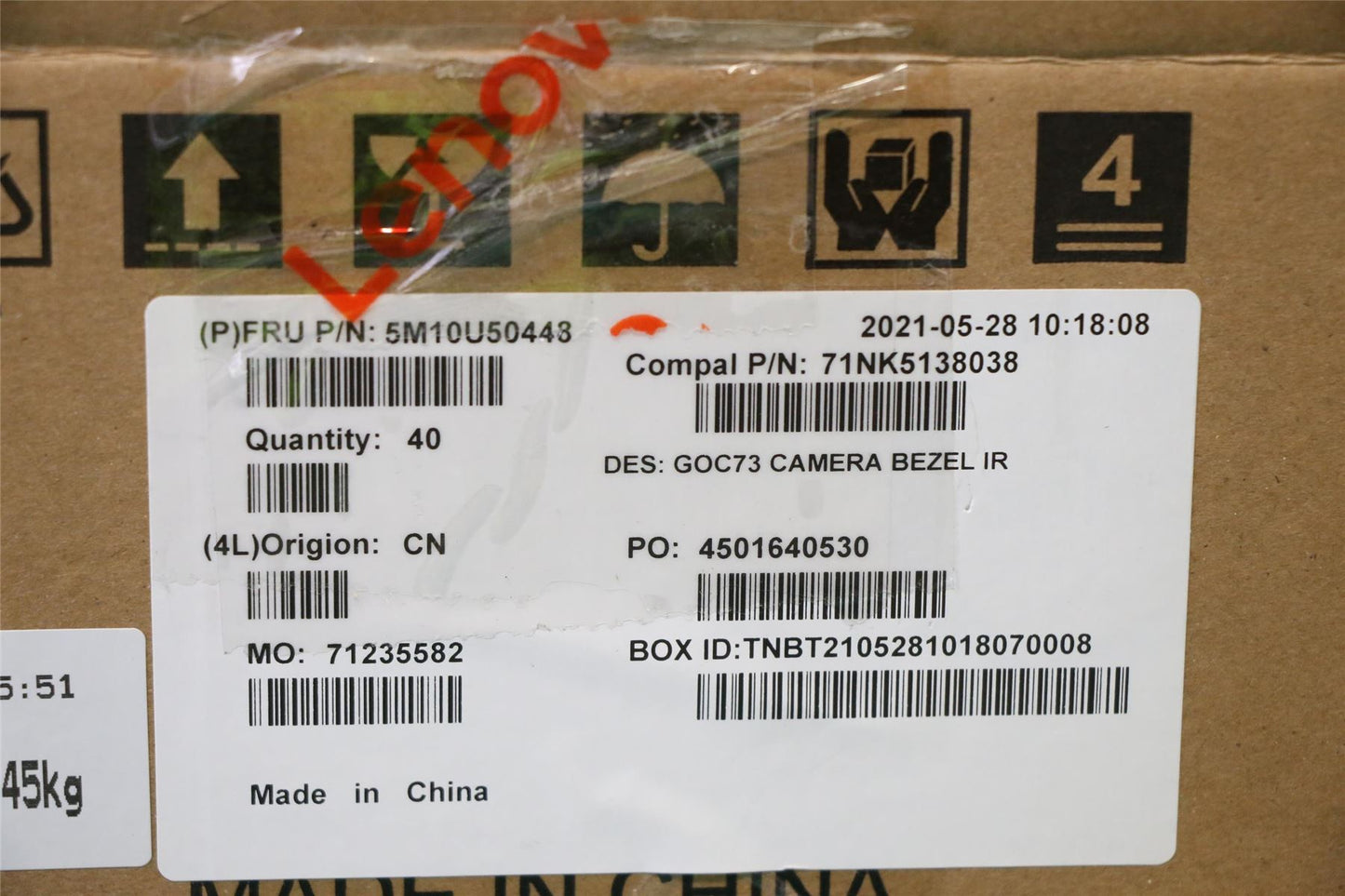 Lenovo MECH_ASM Front housing 5MIR CAM,24 27 5M10U50448