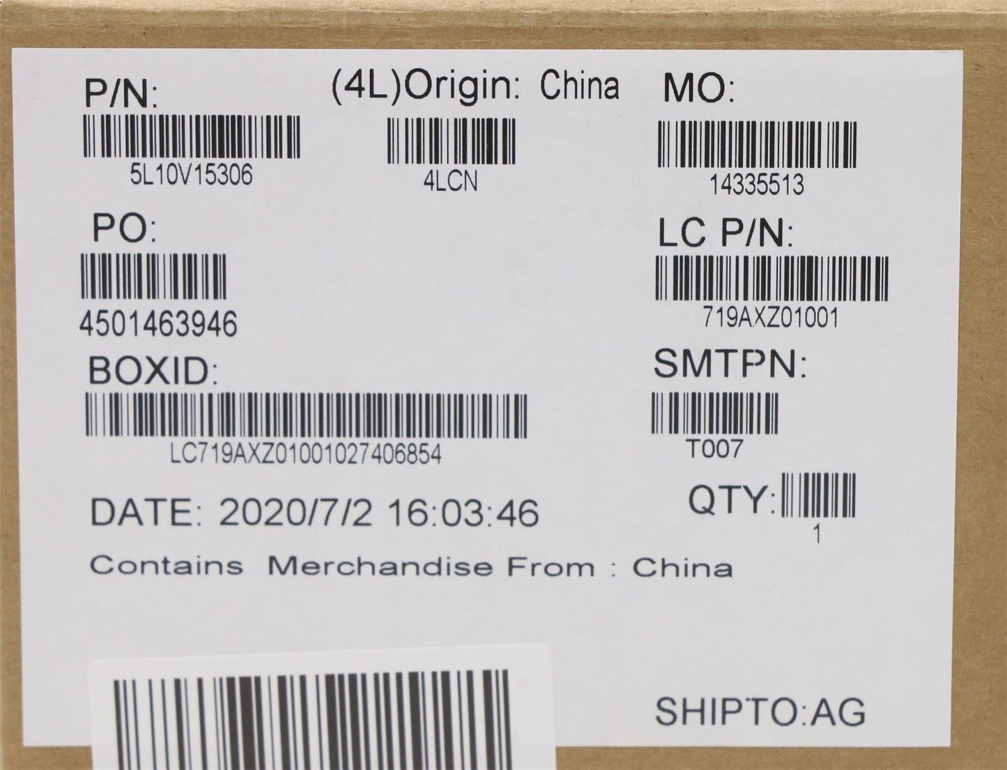 Lenovo 5L10V15306 Odin1 FRU Label KIT