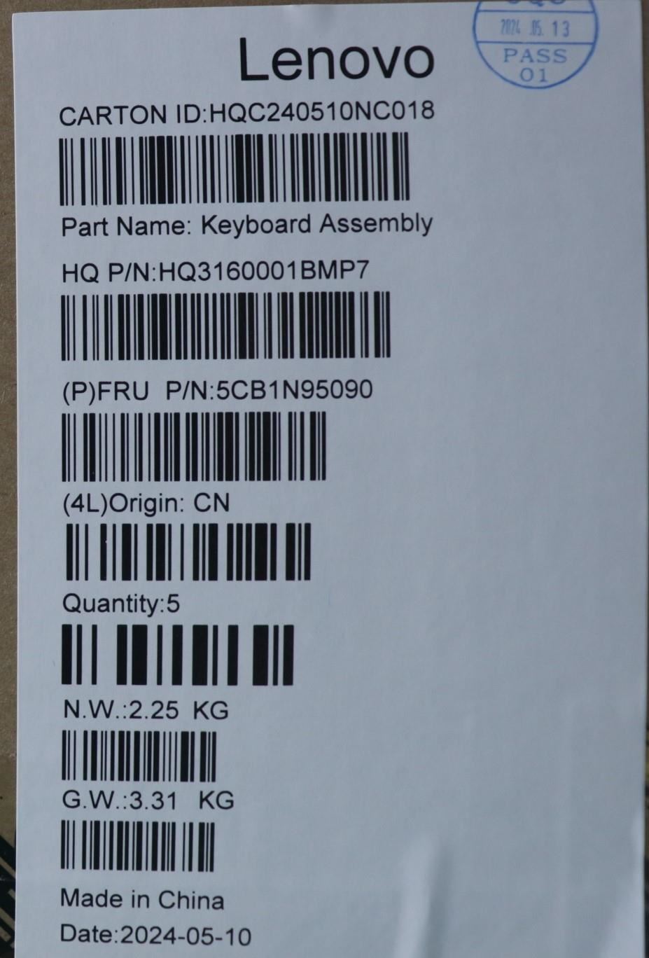 Lenovo Upper Case ASM BUL H 83DS FP LG 5CB1N95090