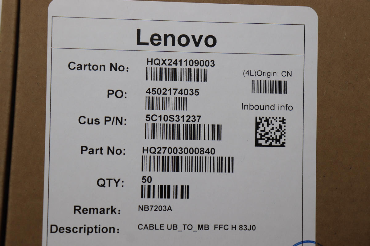 Lenovo UB_TO_MB H 83J0 FFC Cable 5C10S31237