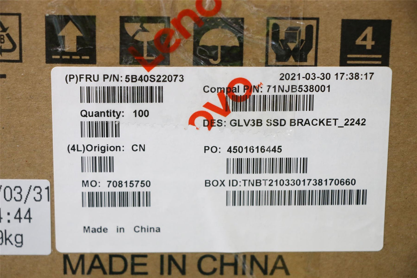 Lenovo 5B40S22073 HDD Bracket C 21A4 SSD 2242