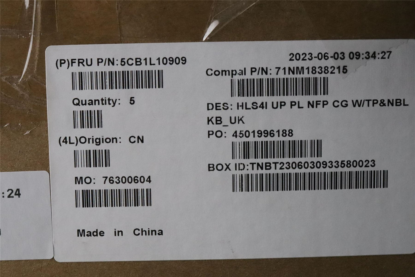 Lenovo COVER UpperCase_UKE C82XD NFP CG NBL PL 5CB1L10909