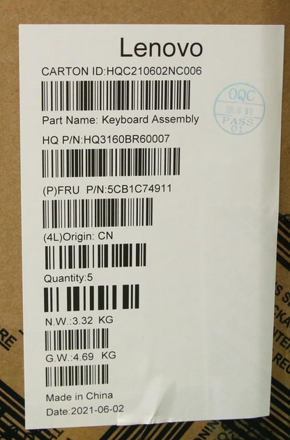 Lenovo Pro 5 Pro-16ACH6 Keyboard Palmrest Top Cover German Silver 5CB1C74911