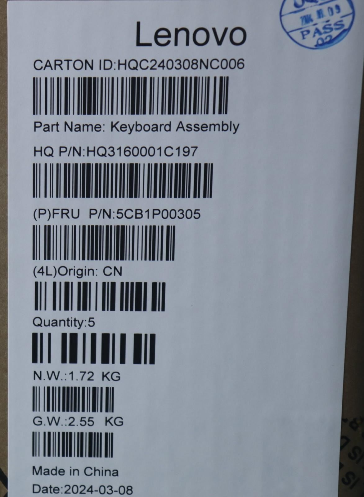 Lenovo UpperCaseASM FRA H83DJ NFP TT 5CB1P00305