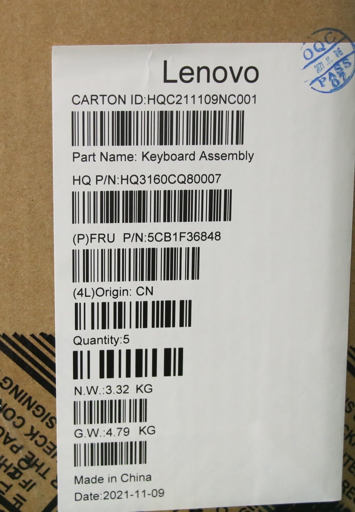 Lenovo Upper Case ASM_ENG H 82QQ SG_DIS 5CB1F36848