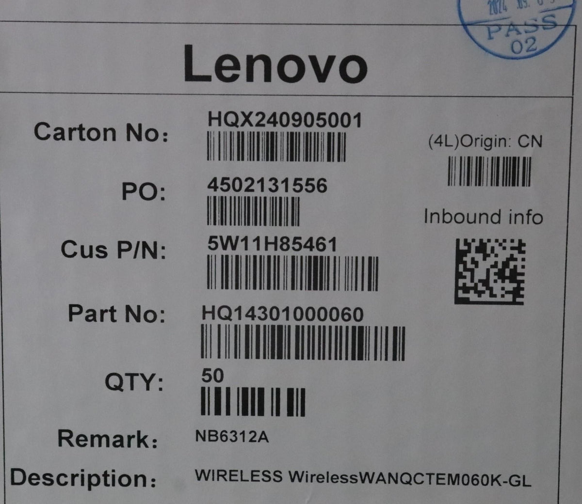 Lenovo WIRELESS Wireless,WAN,QCT,EM060K-GL Qualcomm Board 5W11H85461