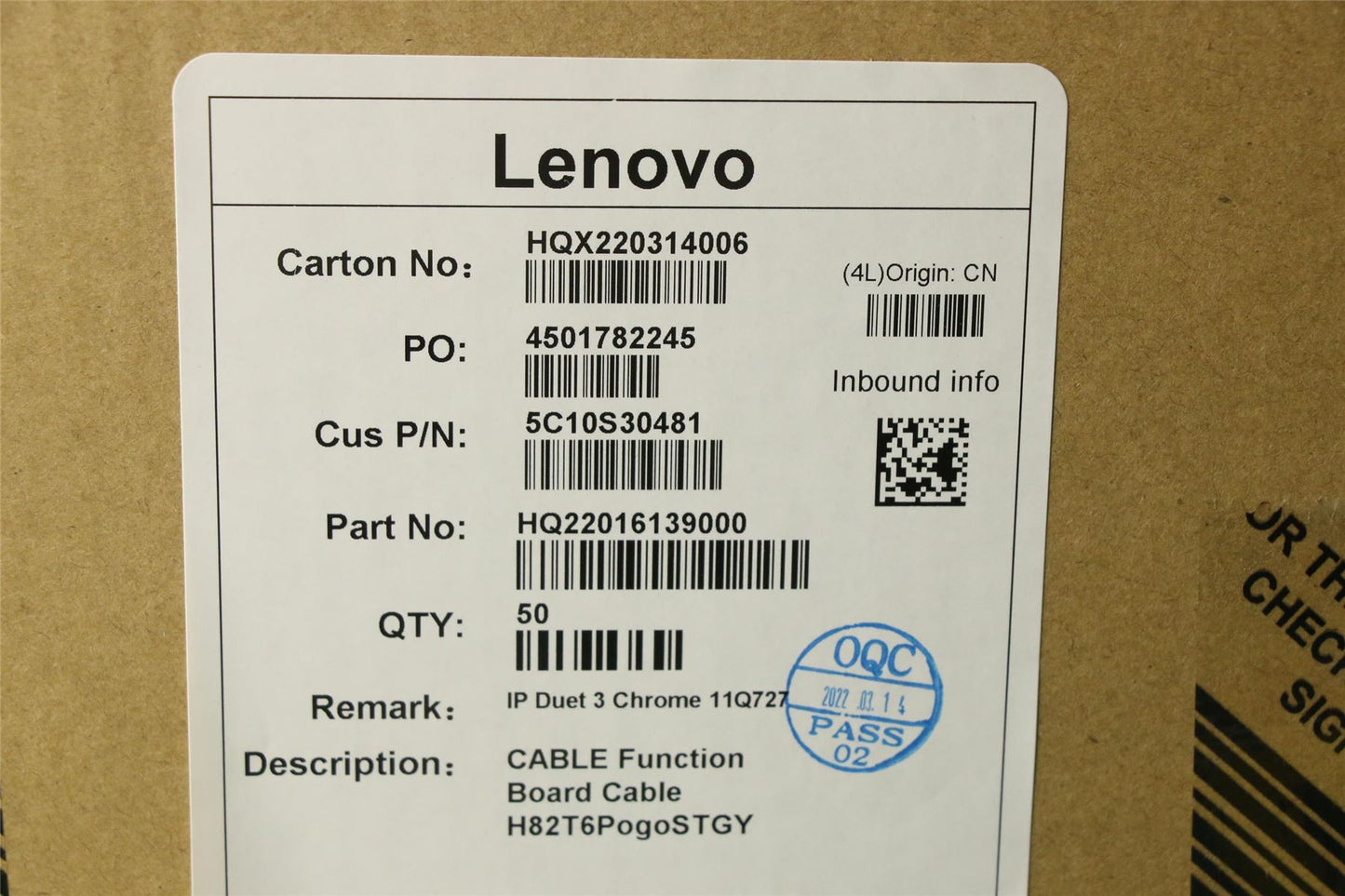 Lenovo Function Board Cable H82T6PogoSTGY 5C10S30481