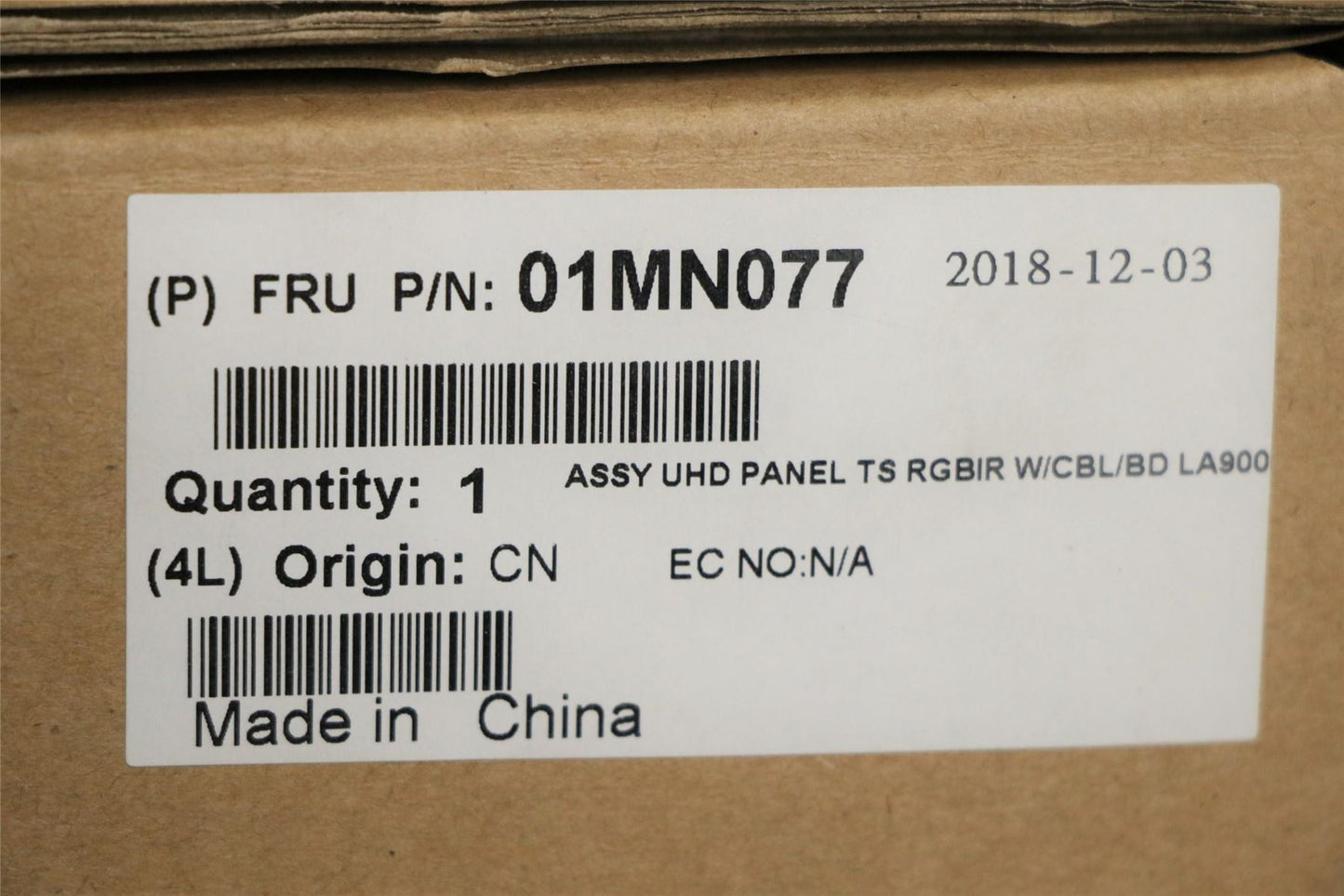 Lenovo UHD 2.0 Panel non-TS_RGBIR 01MN077