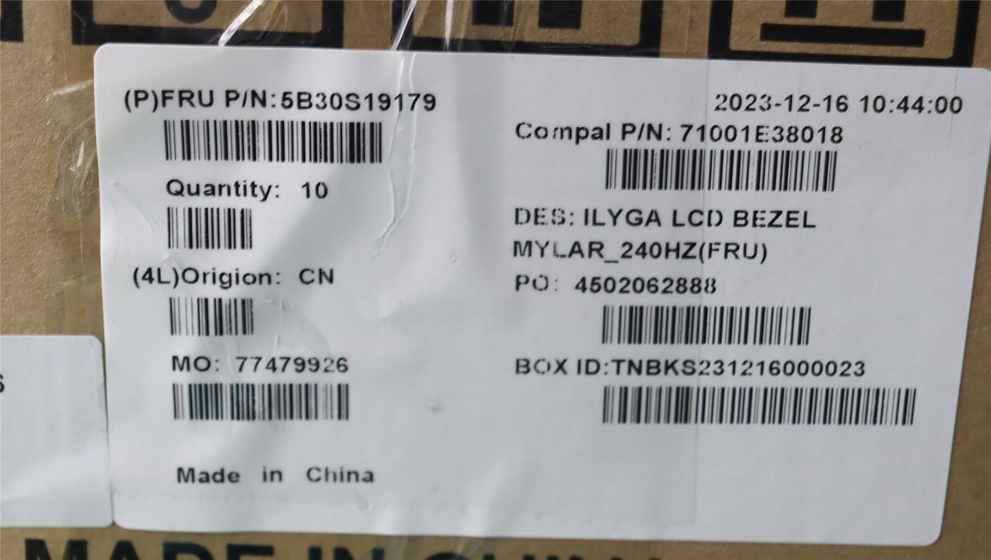 Lenovo LCD Bezel Mylar w/tape C 83FD 5B30S19179