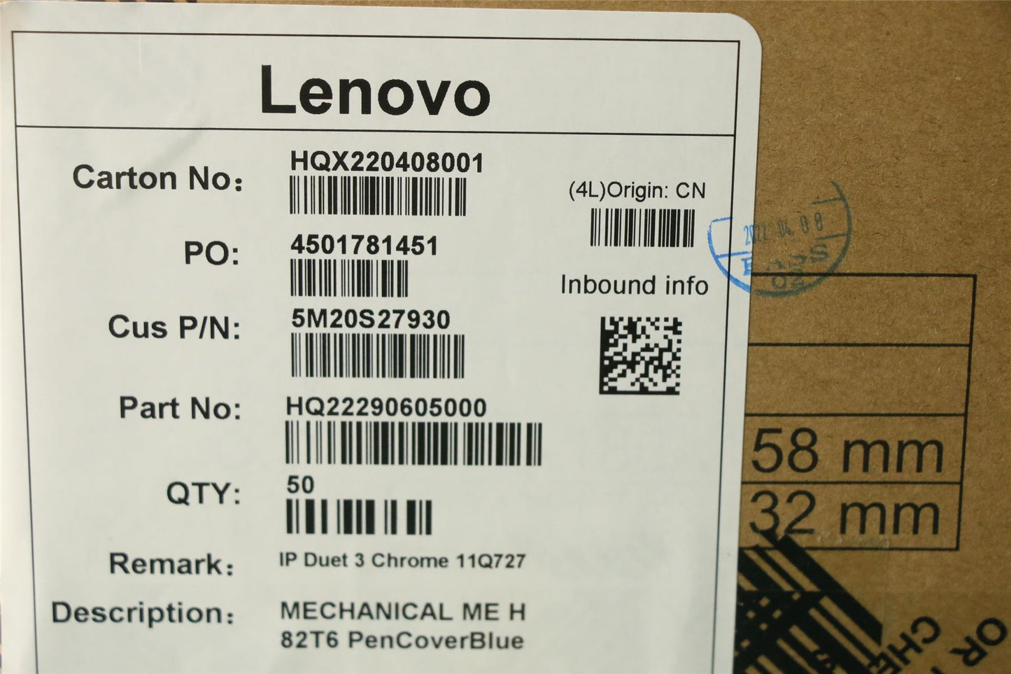 Lenovo MECHANICAL ME H 82T6 PenCoverBlue 5M20S27930