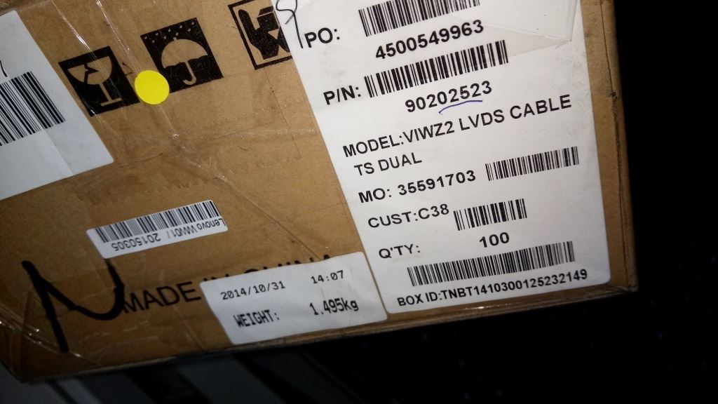 Lenovo VIWZ2 Dual LCD Display Cable 90202523