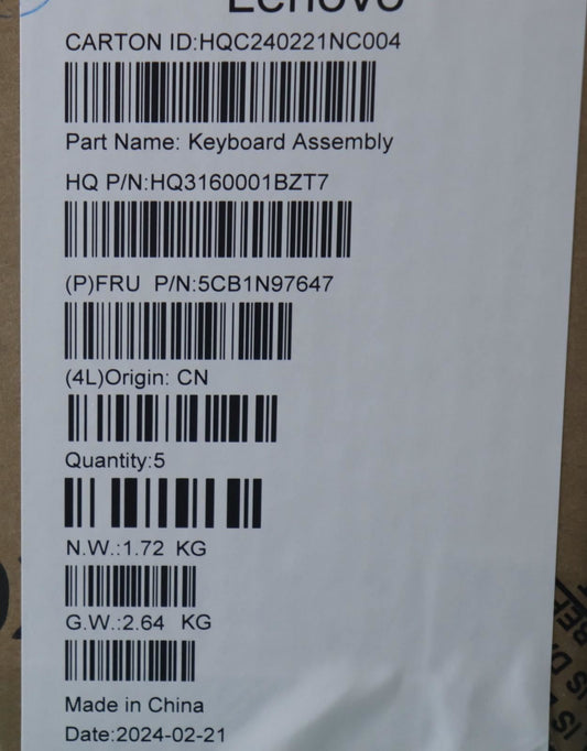 Lenovo UpperCaseASM GER H83DJ NFP SG 5CB1N97647