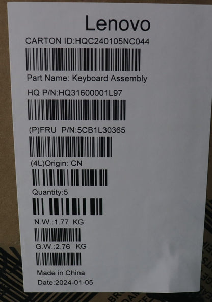 Lenovo Slim IP 3 14M868 Palmrest Cover Touchpad Keyboard Belgian 5CB1L30365