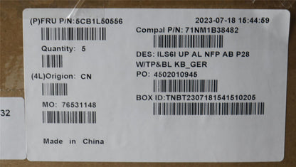 Lenovo IdeaPad 5 16IRL8 Palmrest Cover Touchpad Keyboard German 5CB1L50556