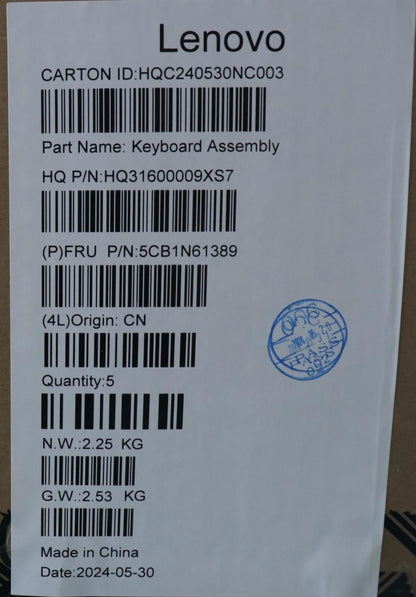 Lenovo Upper Case ASM_SPA H83DR CB GY 5CB1N61389