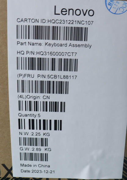 Lenovo Yoga 6 14IRH8 Palmrest Cover Touchpad Keyboard Belgian 5CB1L88117