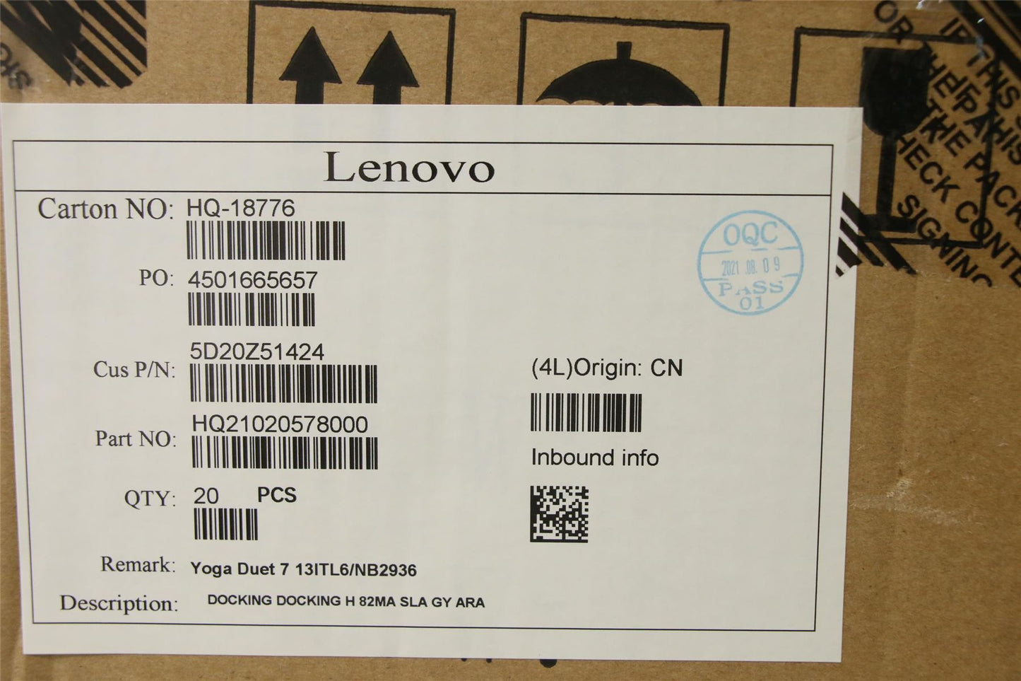 Lenovo Yoga Duet 7-13ITL6 Dock Keyboard Palmrest Touchpad Arabic Grey 5D20Z51424