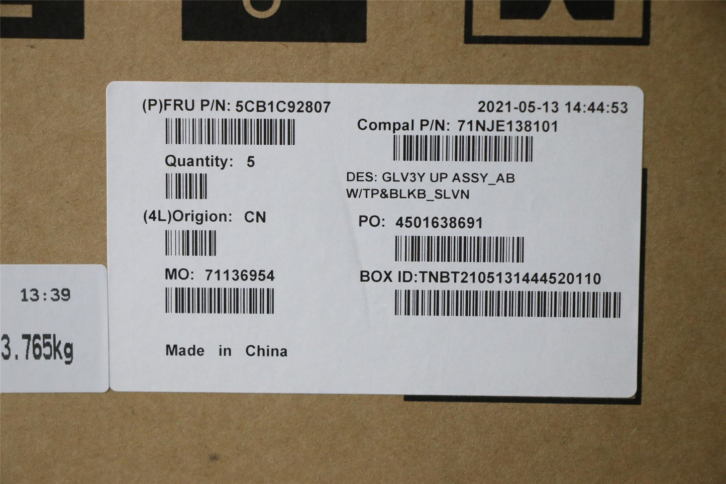 Lenovo Yoga 14s ITL Palmrest Cover Touchpad Keyboard Slovenian 5CB1C92807