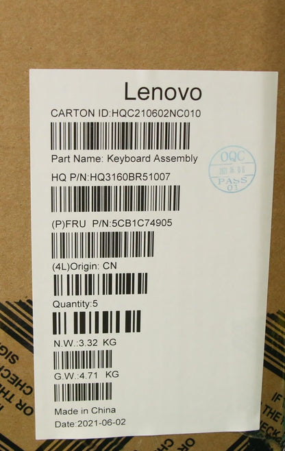 Lenovo Pro 5 Pro-16ACH6 Keyboard Palmrest Top Cover Czech Silver 5CB1C74905