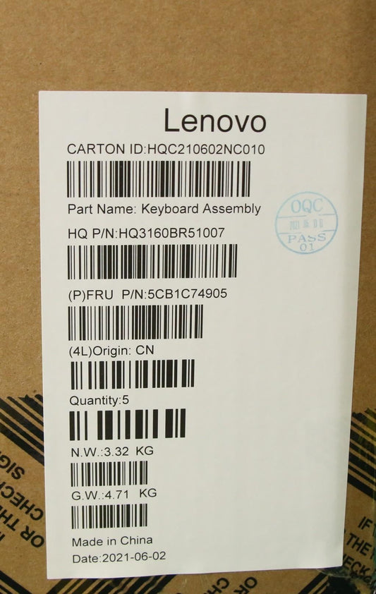 Lenovo Pro 5 Pro-16ACH6 Keyboard Palmrest Top Cover Czech Silver 5CB1C74905