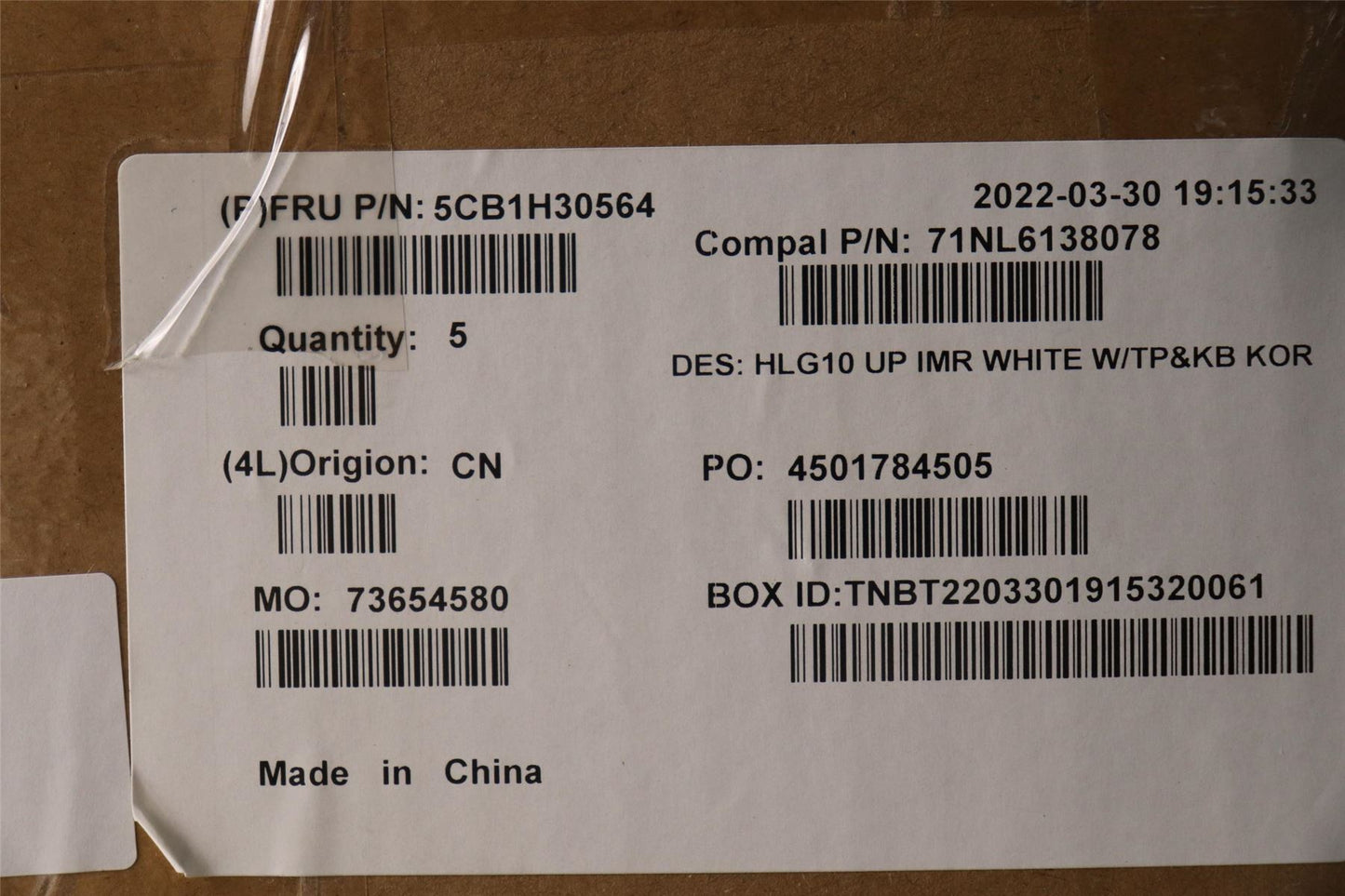 Lenovo Upper Case ASM_KOR 82S9 WHT 5CB1H30564