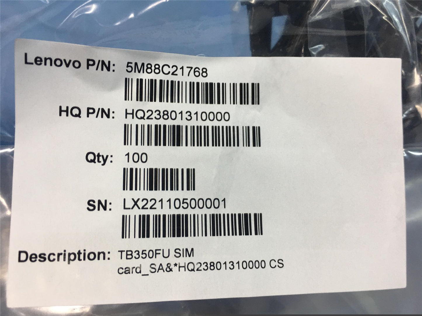 Lenovo TB350FU SIM card_SA&*HQ23801312000 CS 5M88C21768