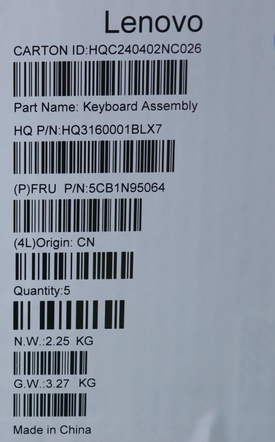 Lenovo Upper Case ASM UKE H 83DS FP LG 5CB1N95064