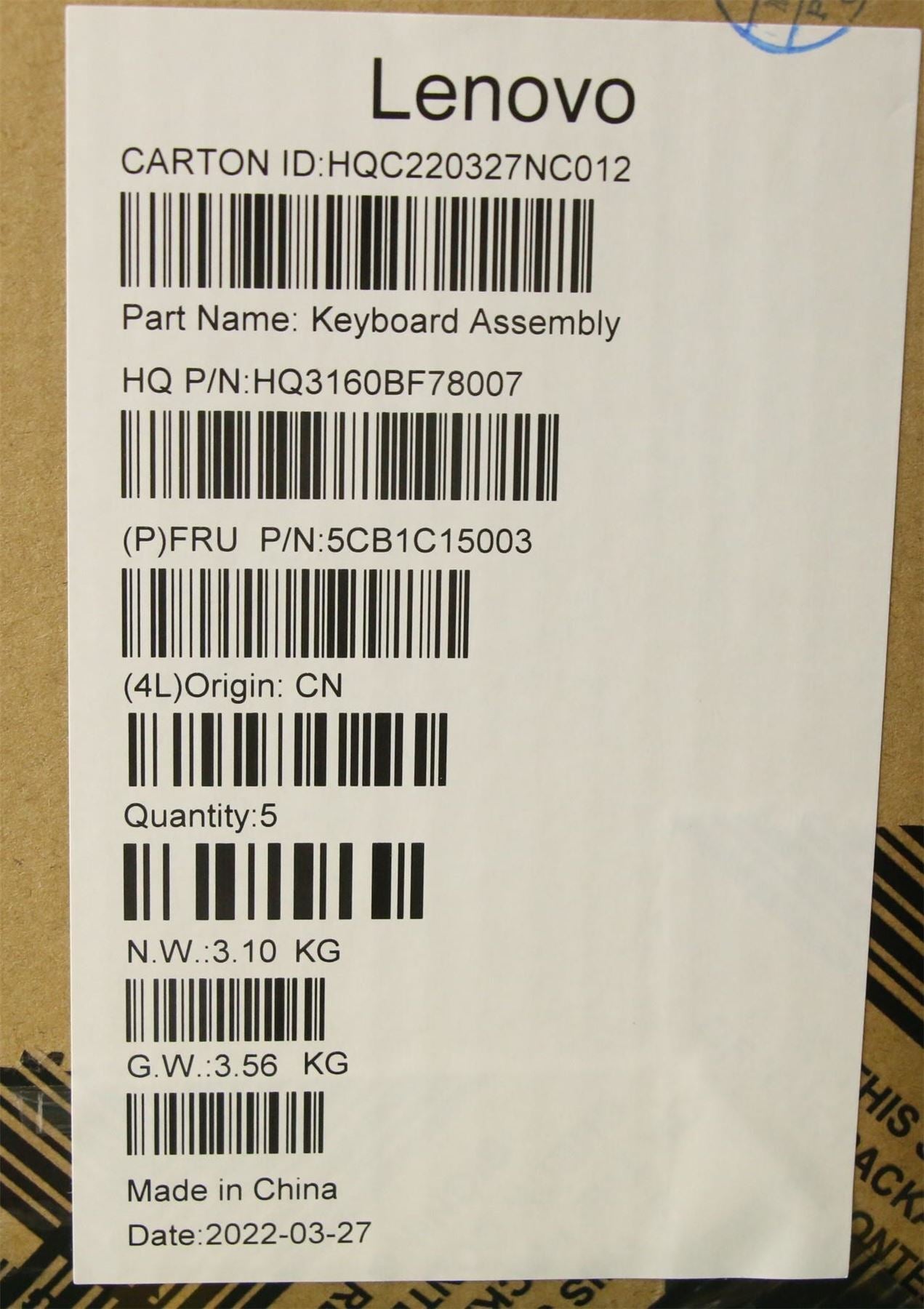 Lenovo IdeaPad 7 13ACN05 Keyboard Palmrest Top Cover Switzerland 5CB1C15003