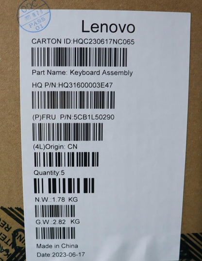 Lenovo Upper Case ASM_TC H 83AU STGY NPS 5CB1L50290