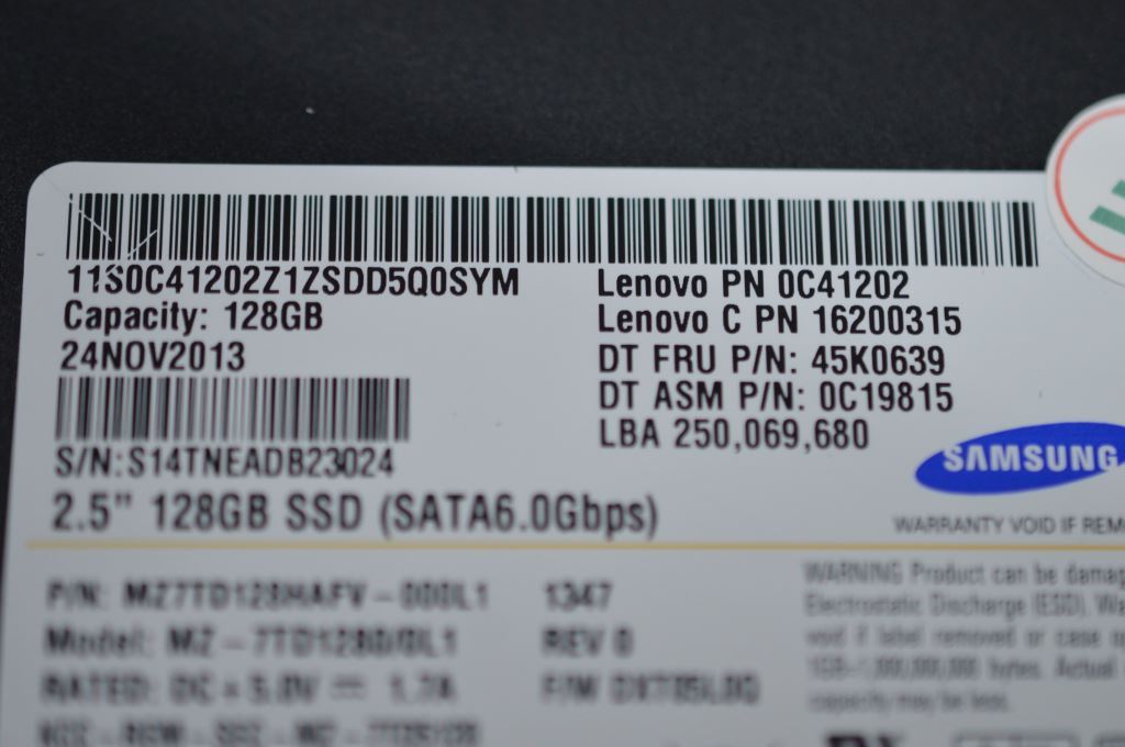 Lenovo 128G,2.5",7mm,SATA6G,SAMSG,STD 04X4054