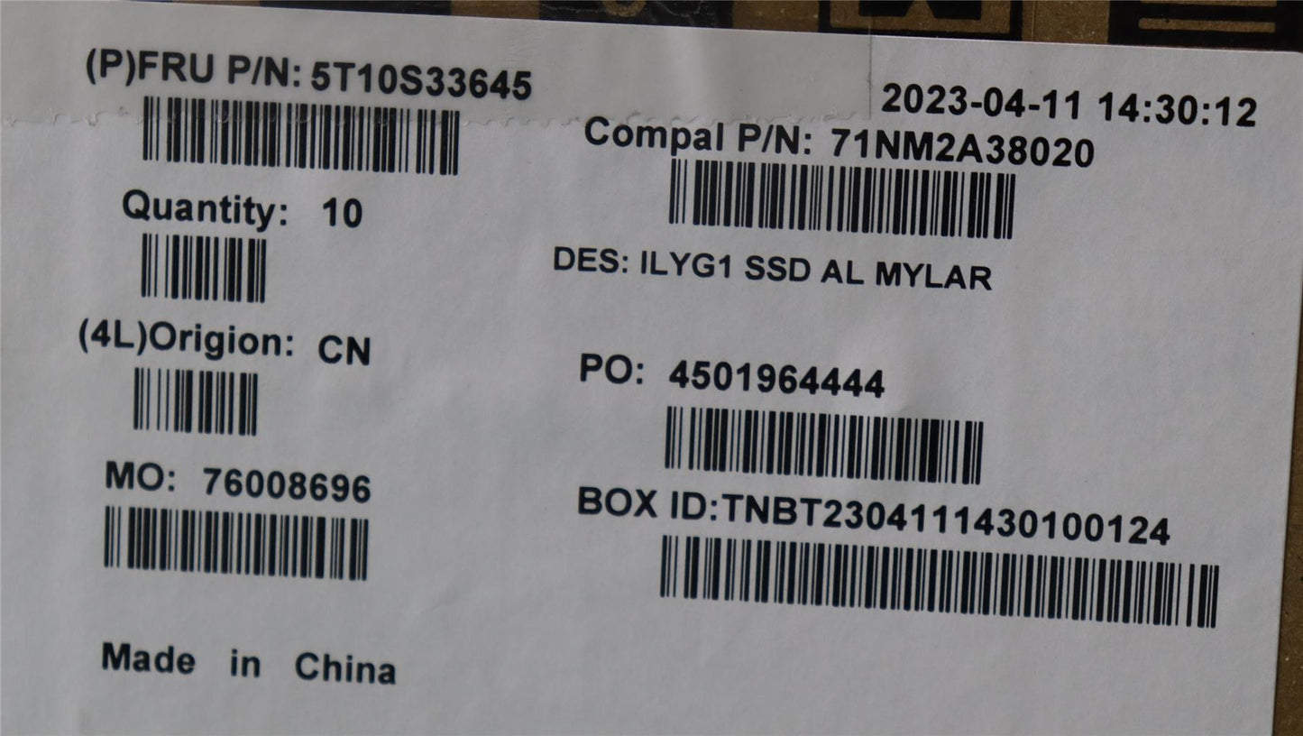 Lenovo TAPE SSD AL mylar C 82Y3 5T10S33645