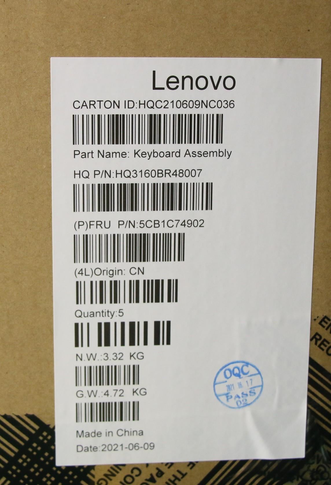 Lenovo IdeaPad 5 16ACH6 Palmrest Cover Touchpad Keyboard Belgian Grey 5CB1C74902