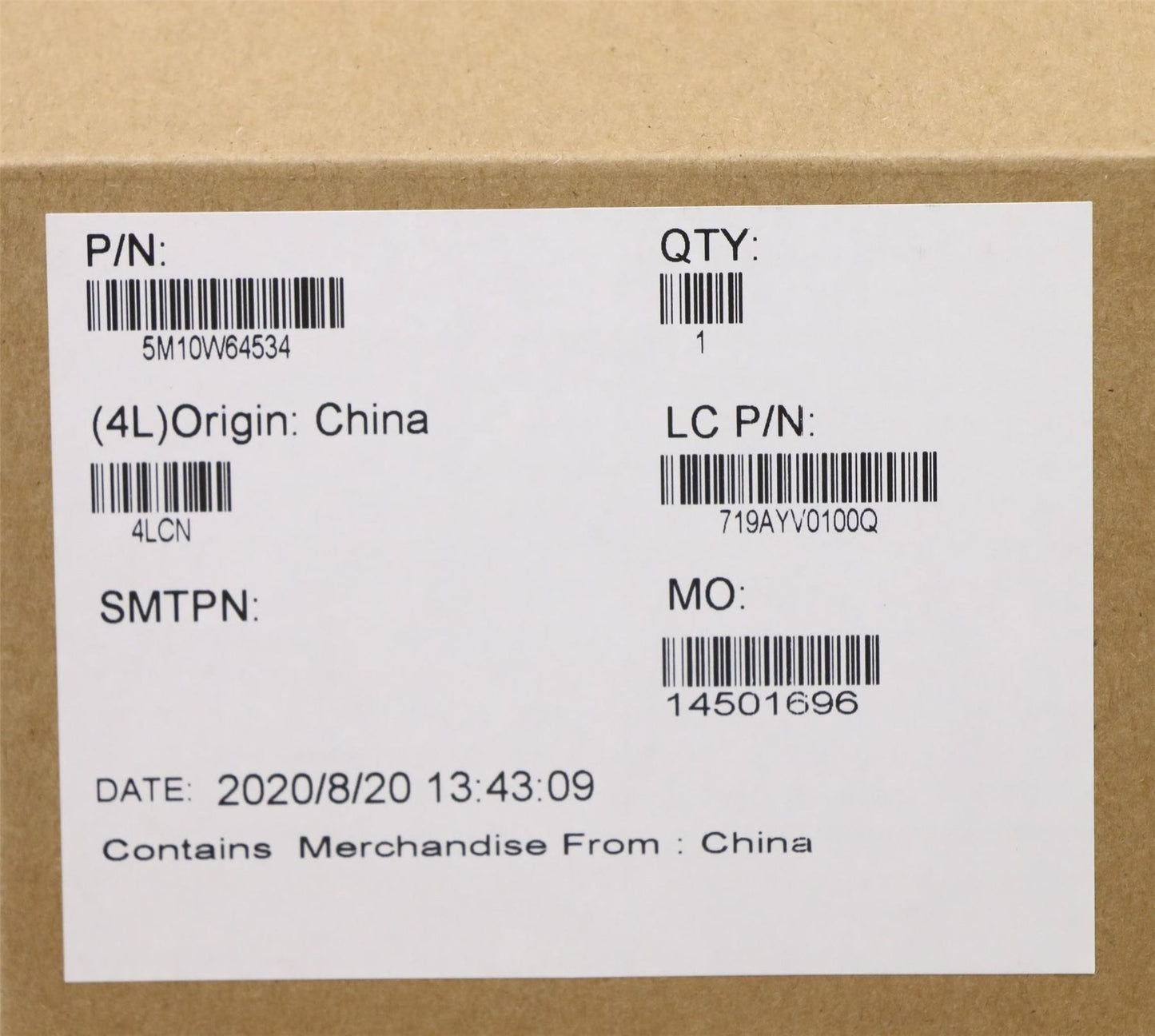 Lenovo MECH_ASM FRU ASM NBL NFPR BK UK UKE 5M10W64534