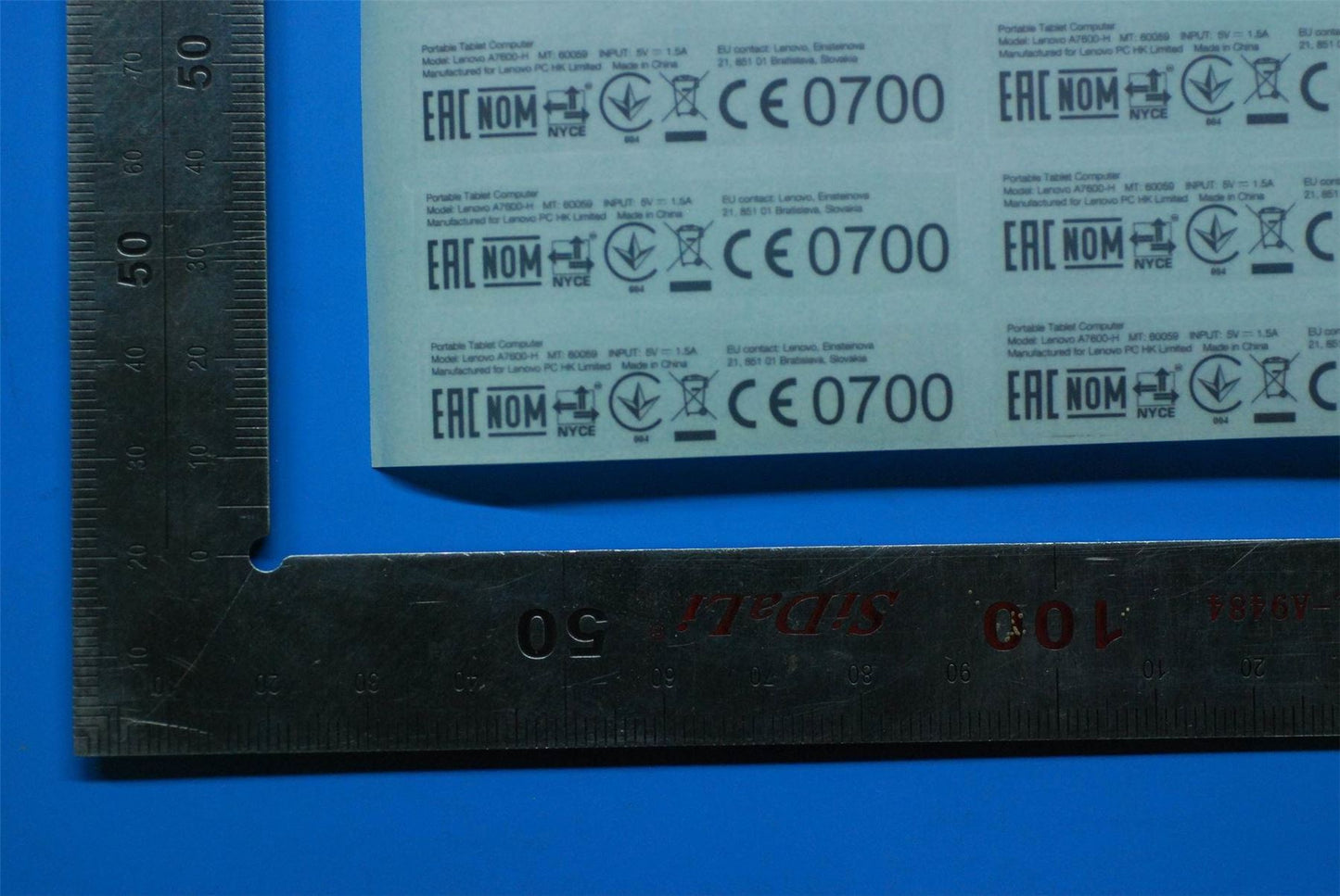 Lenovo A7600-H Rating Label-RU&*82LVP90005W CS 5L19A6MWCE