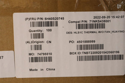 Lenovo 5H40S20745 HEATSINK Heatsink C 82VF Huaying