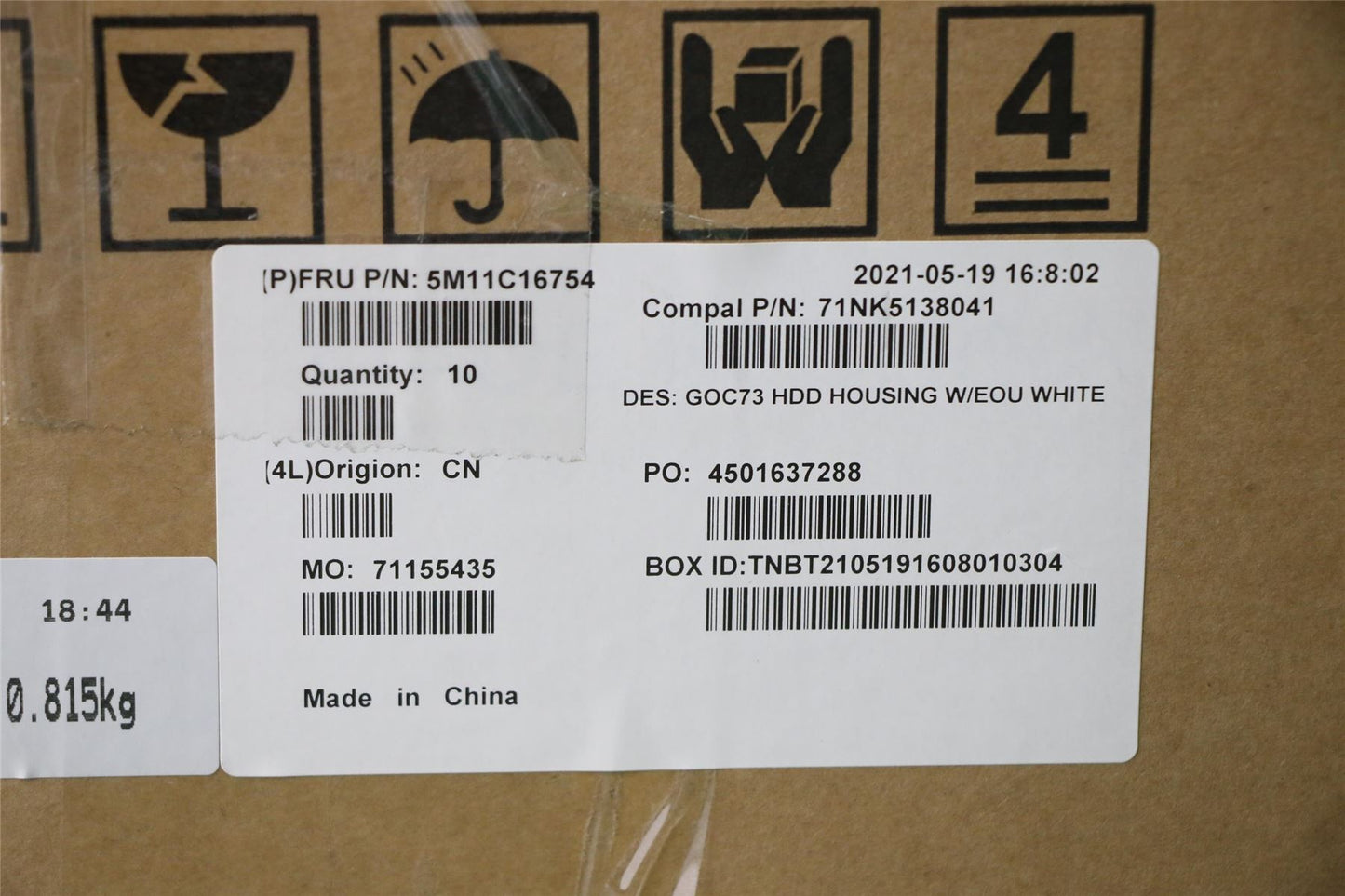 Lenovo 5M11C16754 MECH_ASM HDD EOU,Housing,Door WH