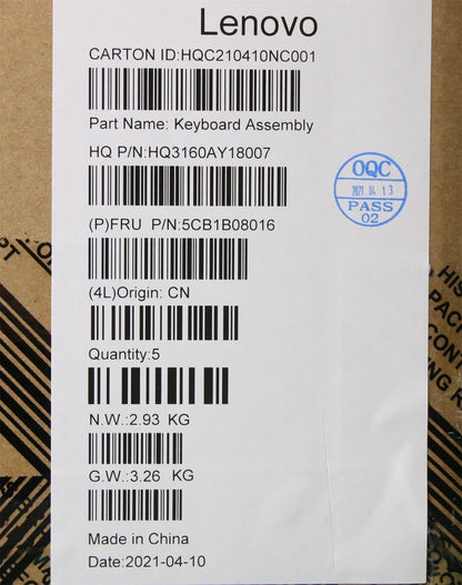 Lenovo Yoga 7 Carbon 13ITL5 Keyboard Palmrest Top Cover UK White 5CB1B08016