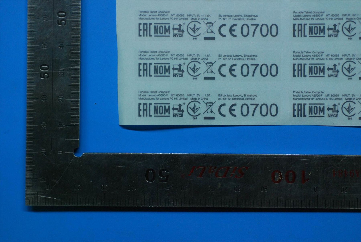 Lenovo A5500-F Rating Label-RU&*82LVP60004W CS 5L19A6MWC0