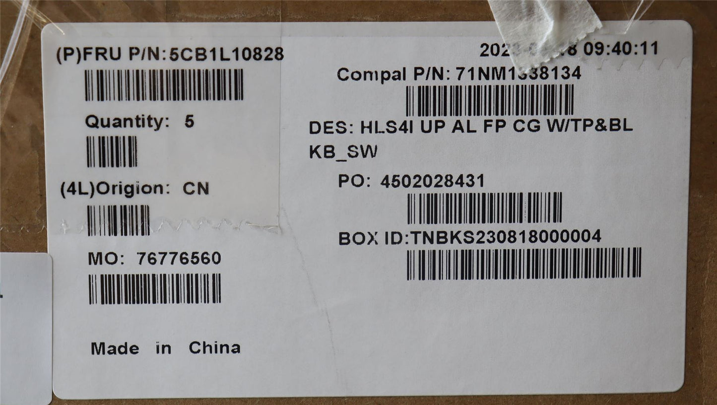 Lenovo UpperCase_SWS C82XD FP CG BL AL 5CB1L10828