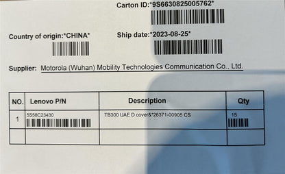 Lenovo TB300 UAE D cover&*26371-00905 CS 5S58C23430