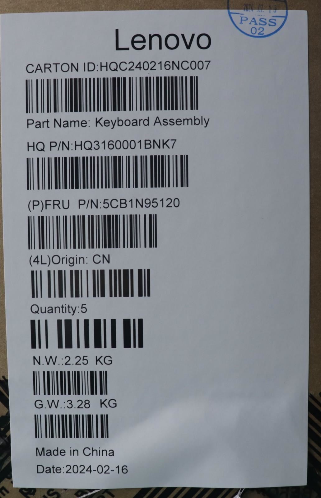Lenovo Upper Case ASM CZE/SLK H83DS FP CB 5CB1N95120