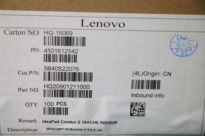 Lenovo 5B40S22076 IO Bracket H 82L5_Up