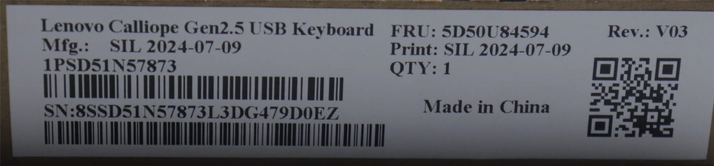 Lenovo DT_KYB Calliope USB G2.5 BK_Por 5D50U84594