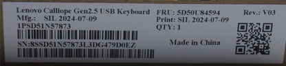 Lenovo DT_KYB Calliope USB G2.5 BK_Por 5D50U84594