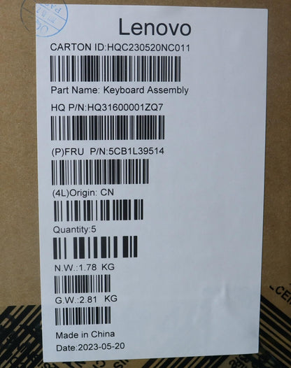 Lenovo Yoga 7 14IRH8 Palmrest Cover Touchpad Keyboard Czech Slovakian 5CB1L39514