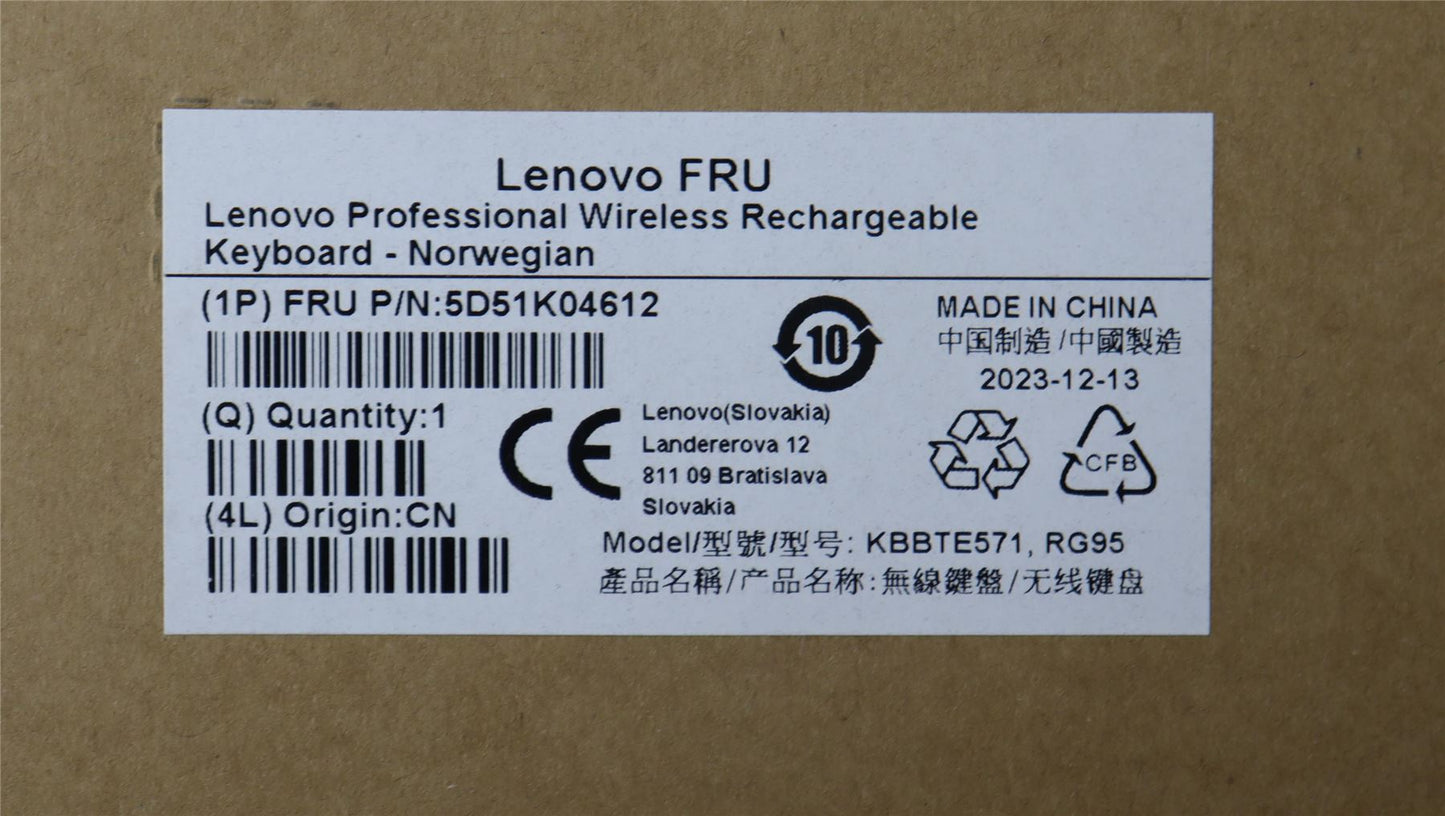 Lenovo Slim KB II-Norwegian 5D51K04612
