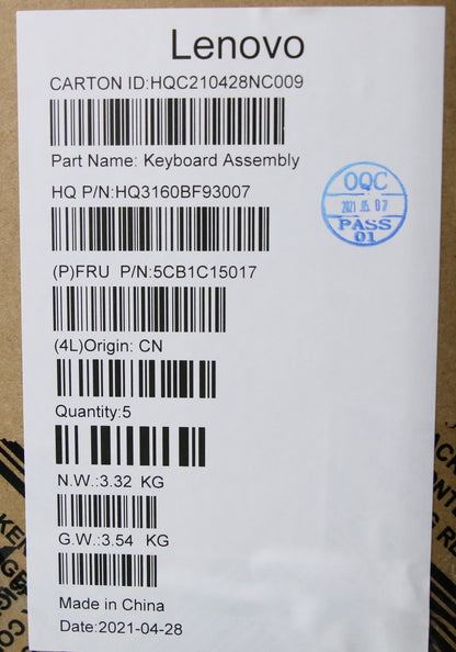 Lenovo Yoga 7-13ACN05 Keyboard Palmrest Top Cover US Europe Grey 5CB1C15017