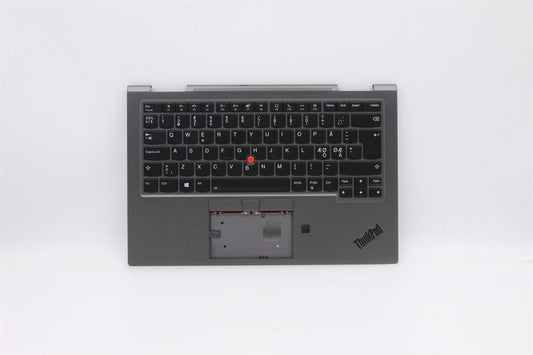 Lenovo Yoga X1 5th Keyboard Palmrest Top Cover Nordic Grey Backlit 5M10Z37186