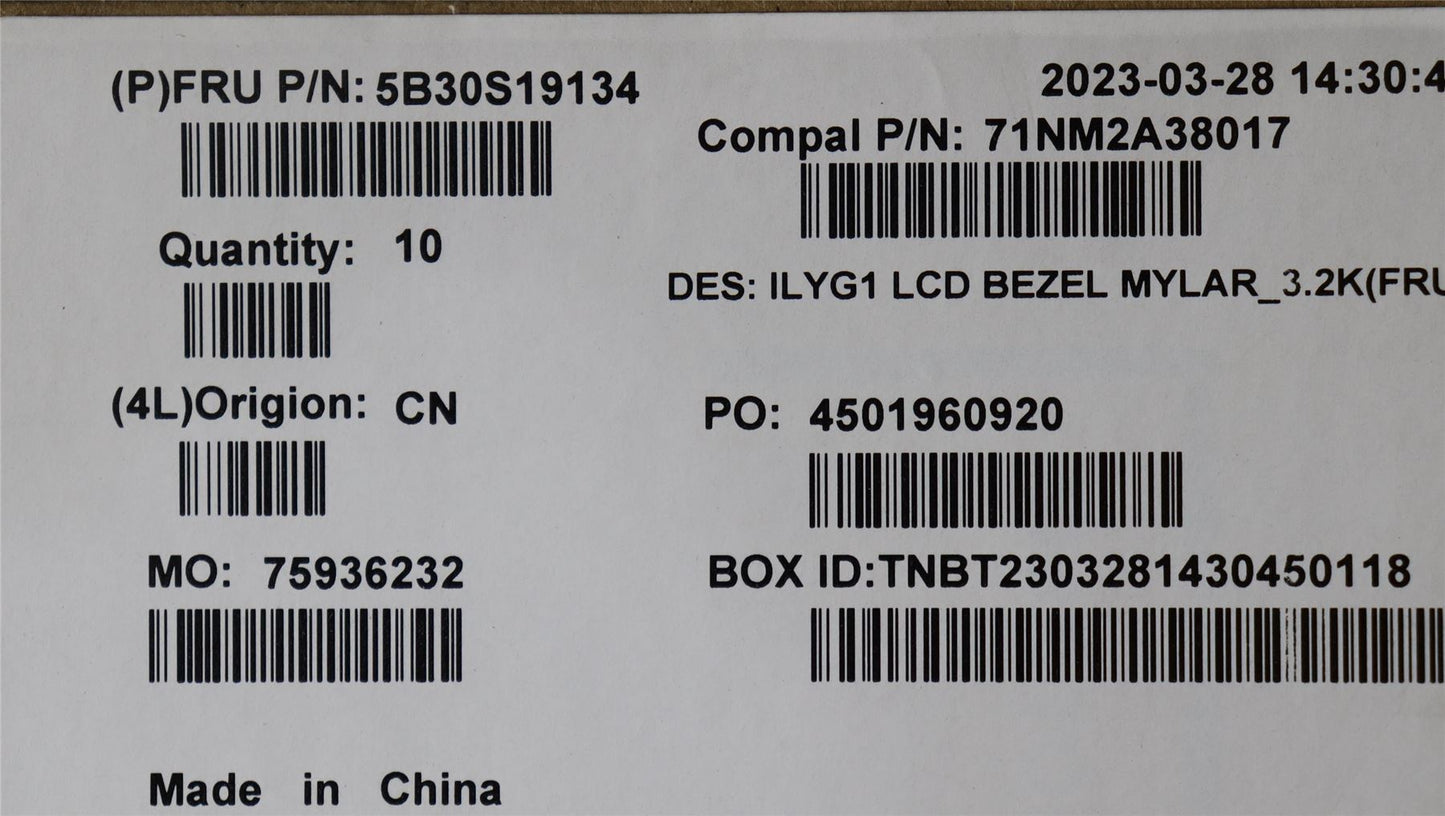 Lenovo Legion S7 16IRH8 S7 16APH8 Cadre de garniture avant noir 5B30S19134