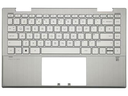 Genuine HP Pavilion 14-DY Palmrest Cover Keyboard UK Silver M45225-031